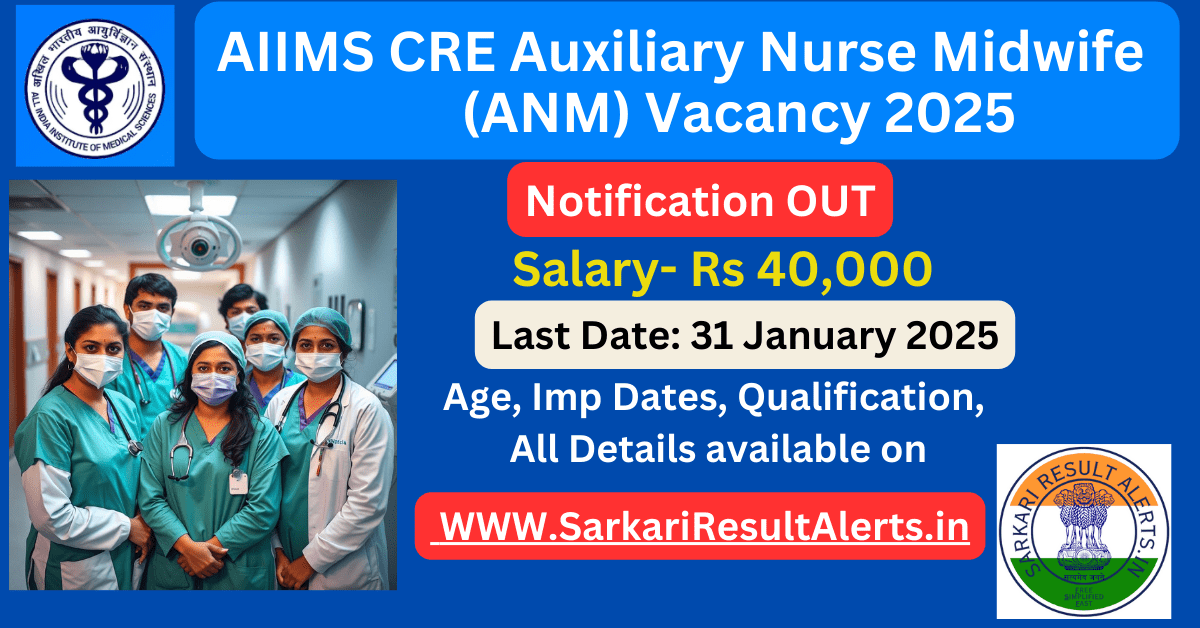 AIIMS CRE Auxiliary Nurse Midwife (ANM) Vacancy 2025