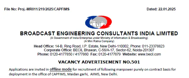 BECIL Nursing Officer Vacancy 2025