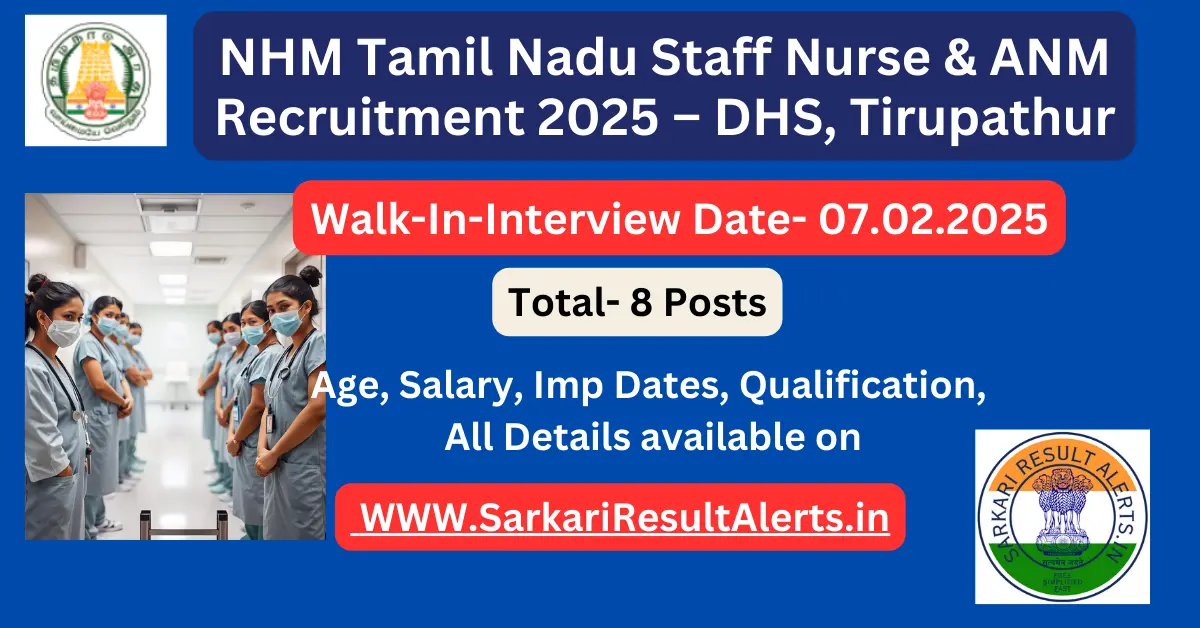 NHM Tamil Nadu Staff Nurse & ANM Recruitment 2025