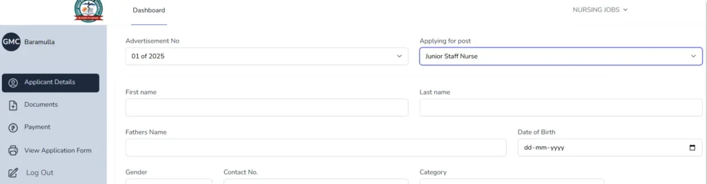 GMC Baramulla Recruitment 2025 application Form Online